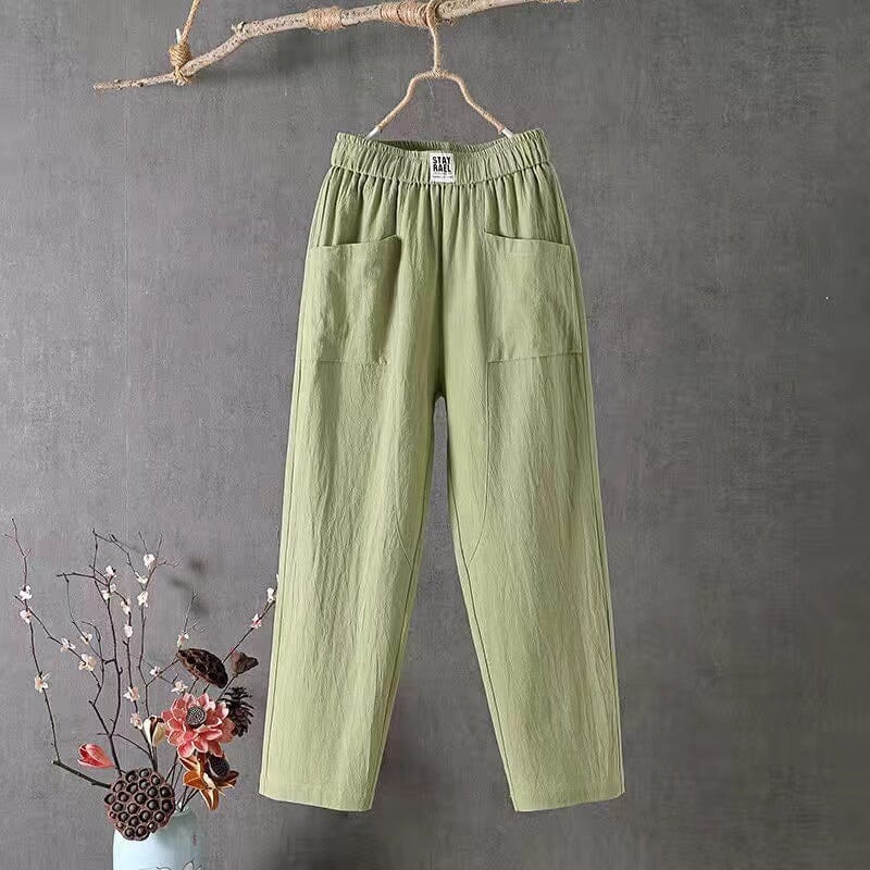 Julie | Casual Cotton Linen Trousers with Elasticated Waist