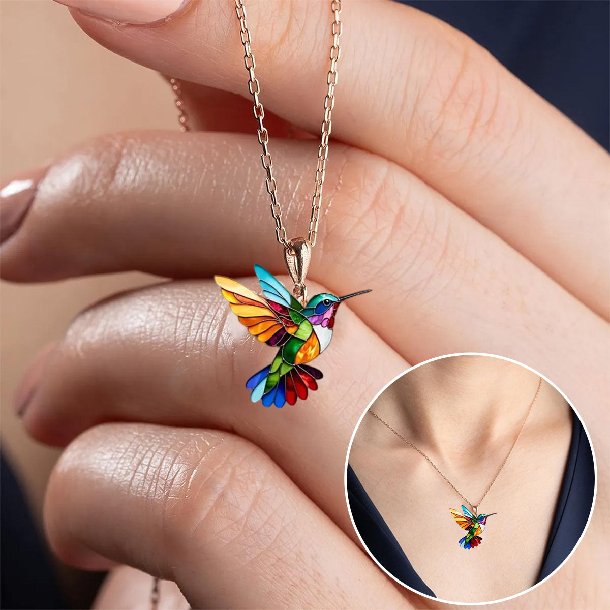 Aorelle™ | Elegant and Colorful Hummingbird Necklace
