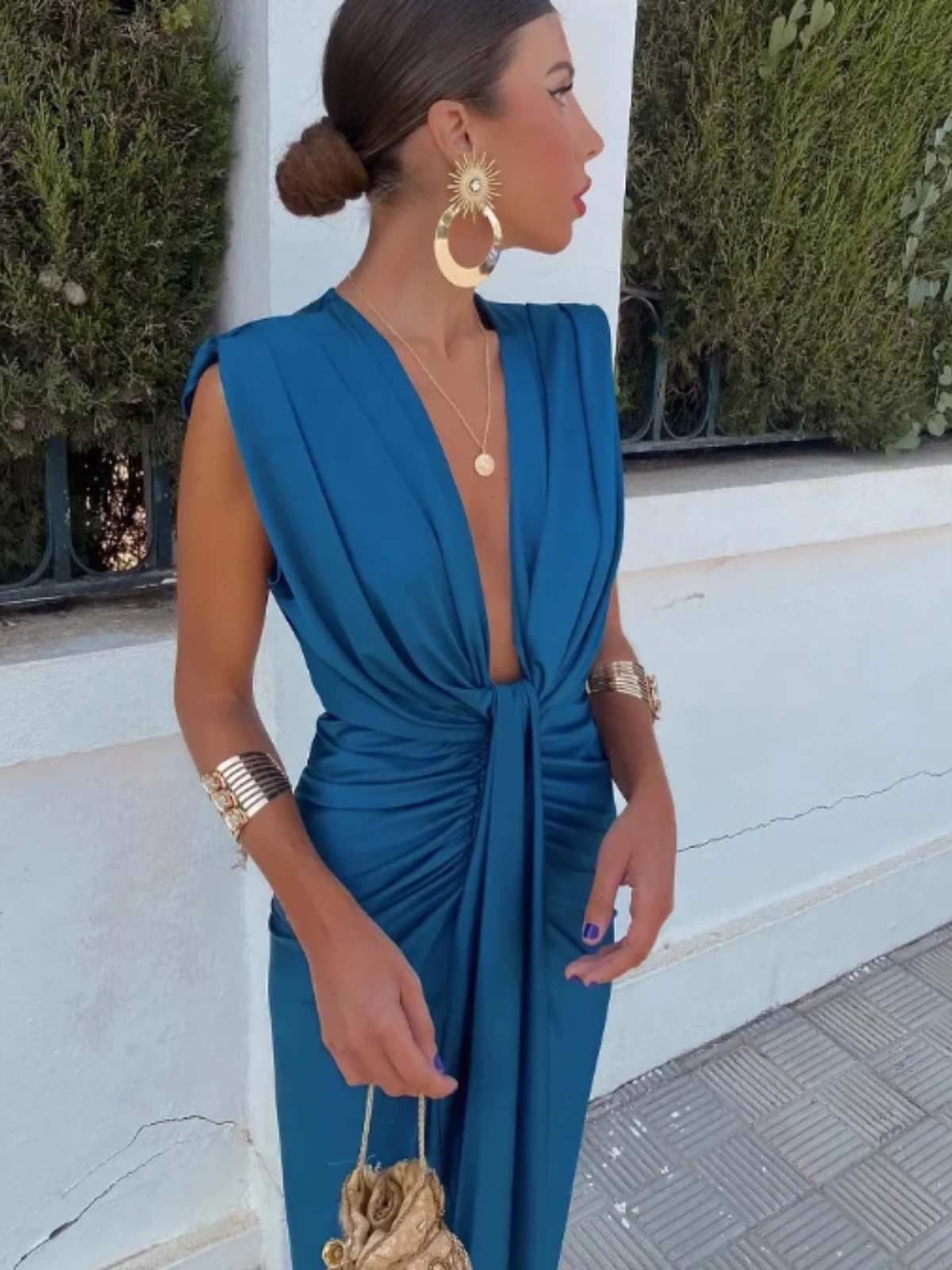 Crocetta™ | Elegant V-Neck Dress