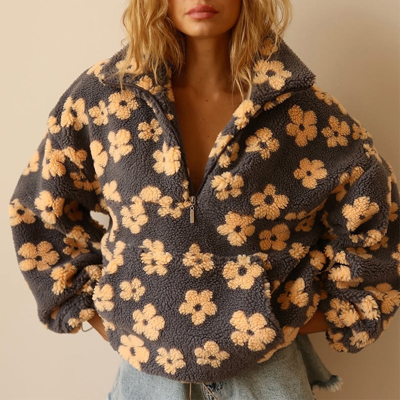 Clara | Cozy Floral Fleece Pullover
