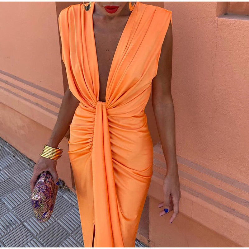 Crocetta™ | Elegant V-Neck Dress