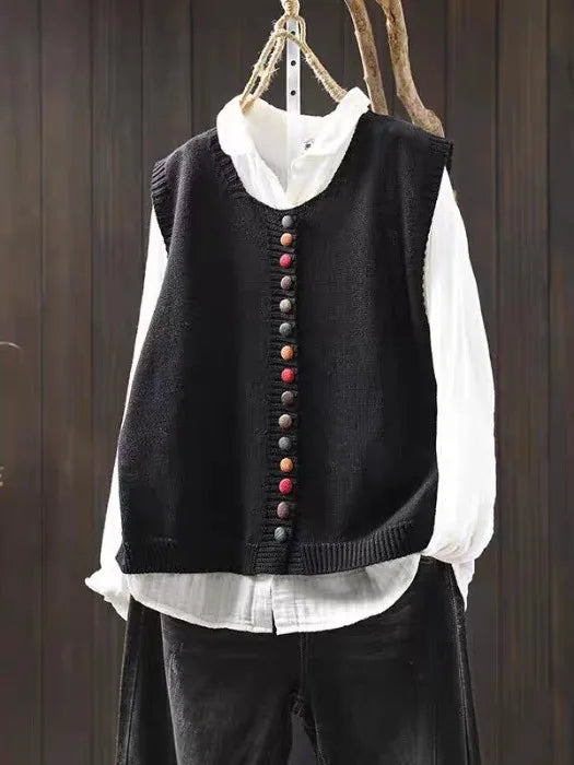 Celine | Retro Layered Buttoned Cardigan