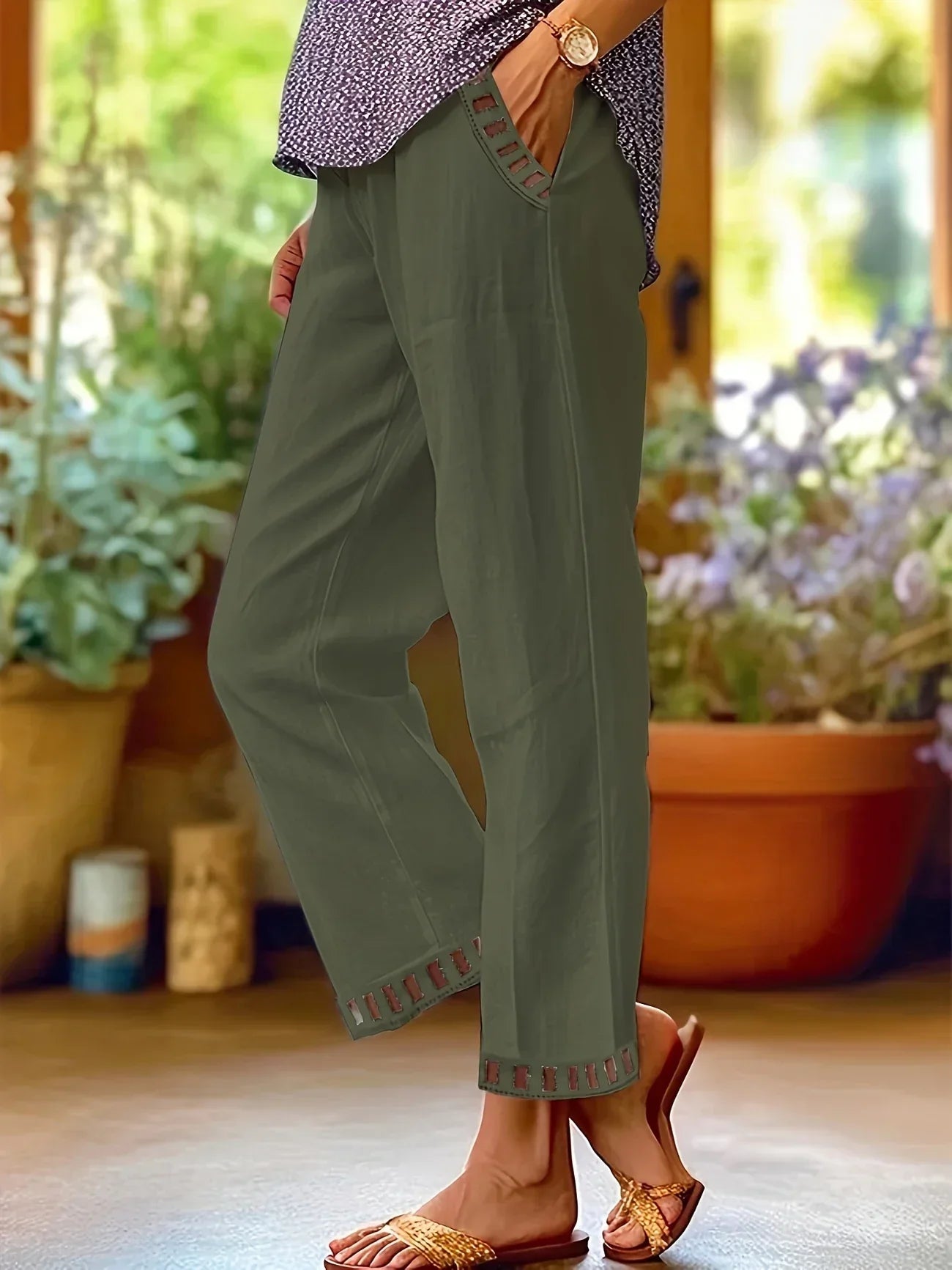 Tracey | Contrast Trim Cropped Pants