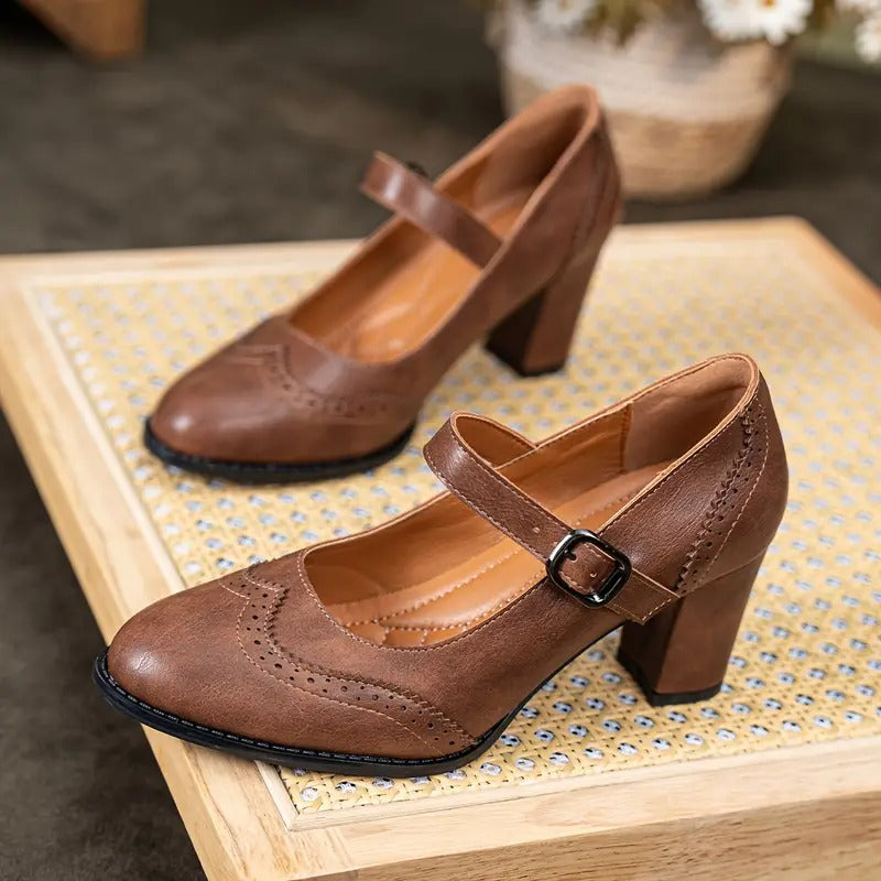 Dorka | High Heels Leather Shoes With Buckle