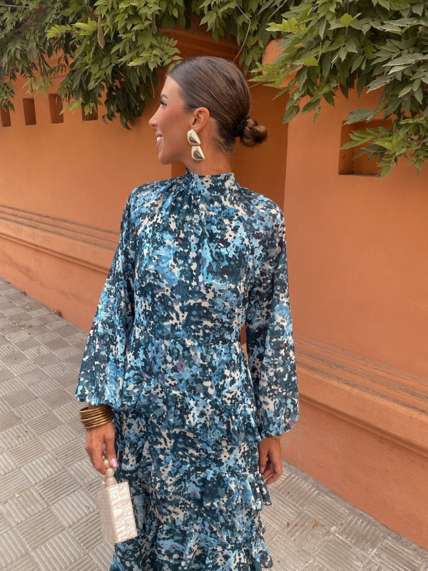 Isadora™ | Blue Elegant Midi Dress