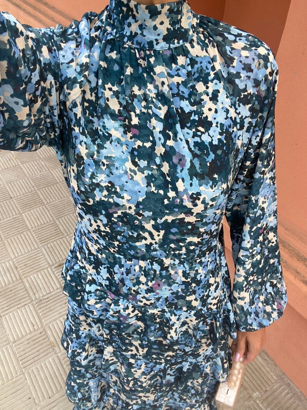 Isadora™ | Blue Elegant Midi Dress