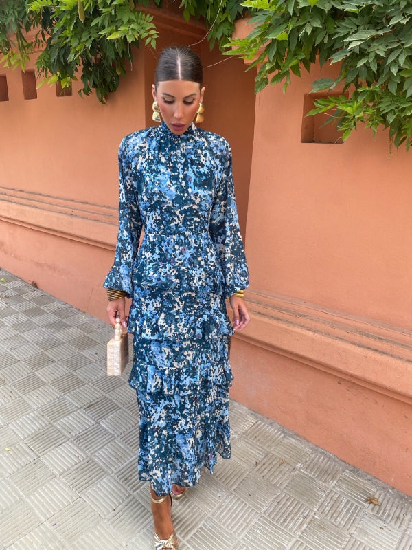 Isadora™ | Blue Elegant Midi Dress