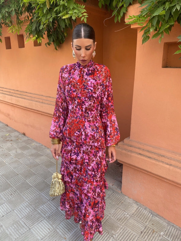 Isadora™ | Pink Elegant Midi Dress