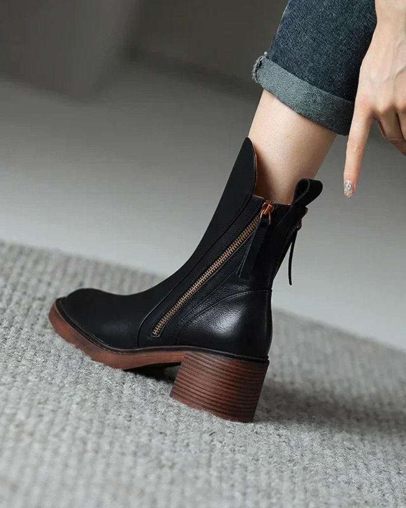 Valeria | Modern Zip Ankle Boots