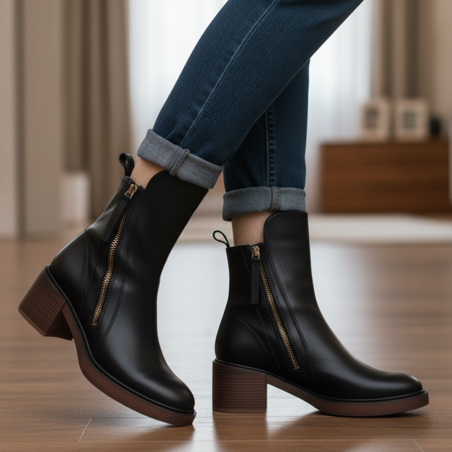 Valeria | Modern Zip Ankle Boots