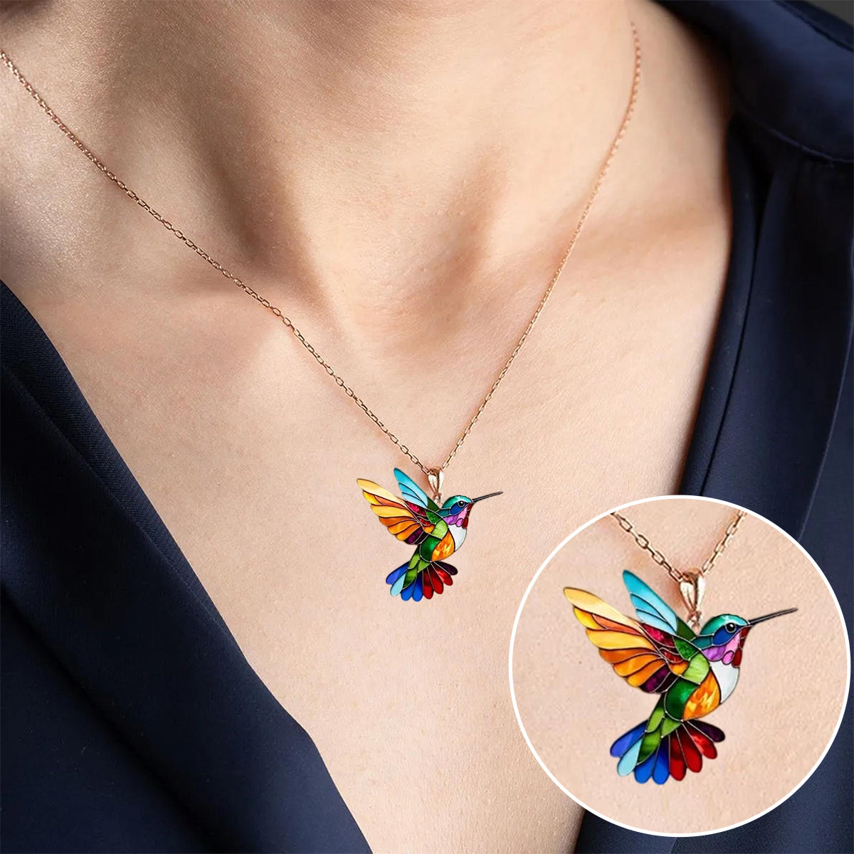 Aorelle™ | Elegant and Colorful Hummingbird Necklace