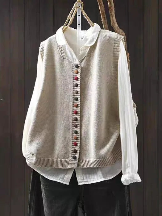 Celine | Retro Layered Buttoned Cardigan