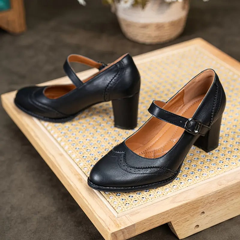 Dorka | High Heels Leather Shoes With Buckle